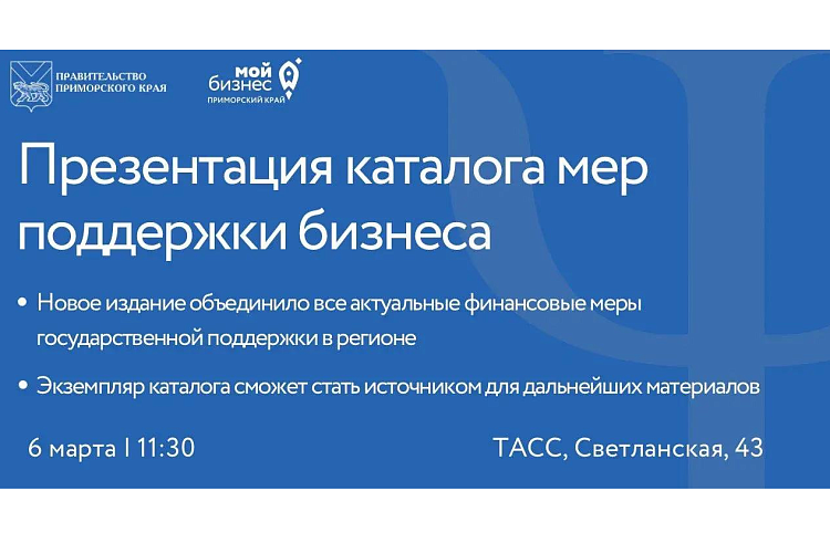 Впервые в Приморье: презентация каталога мер поддержки бизнеса